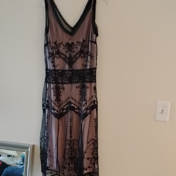 Vintage Look Pink and Black Lace Dress - Picture 1 of 12